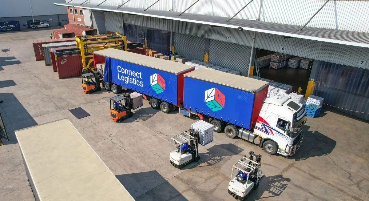 Connect Logistics parked at an industrial loading site indicating the company's logistics and transportation services.